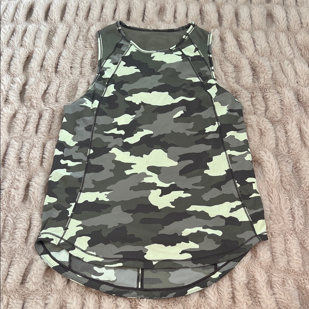 Lululemon RARE Camo Athletic Tank Top Mesh Back Running Yoga Sleeveless